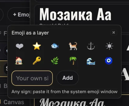 Emoji como capa: ventana emergente